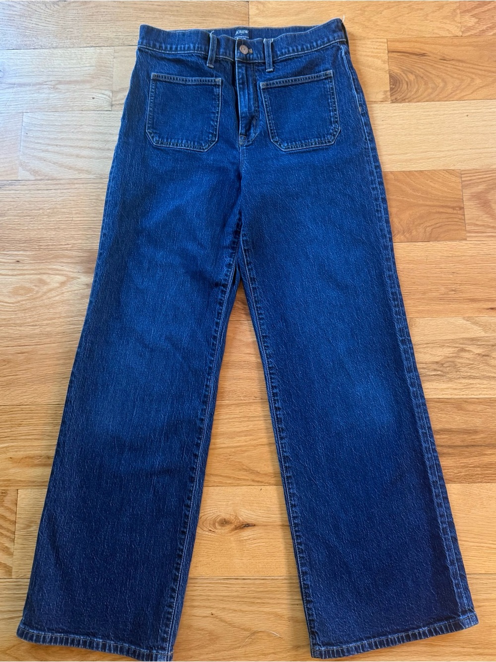 J.Crew Full Length Slim Wide Leg Jeans Dark Wash High Rise Sz 28.
